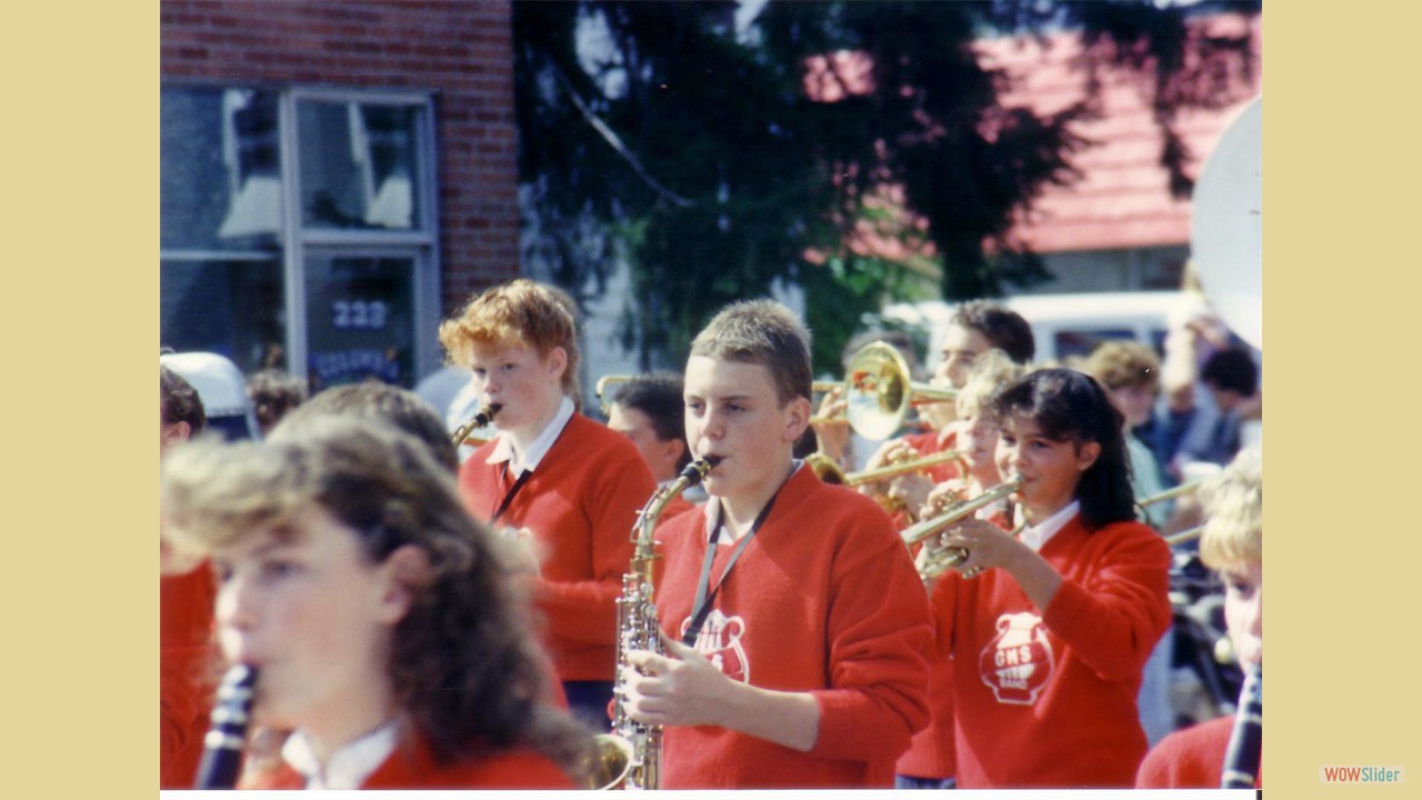 Mike playing Sax in parade